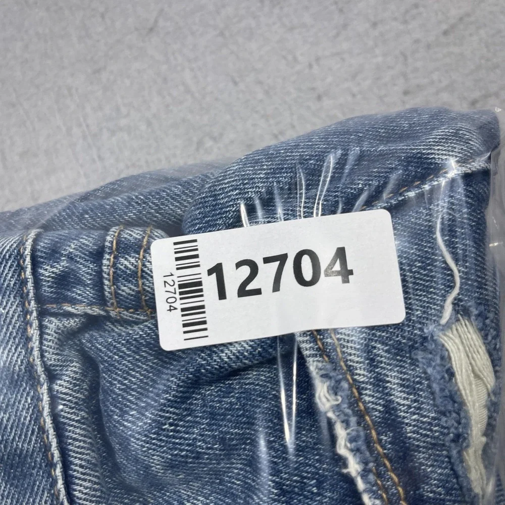 BlankNYC The Madison Crop Jeans Women 28 Blue Distressed High Rise Raw Hem NWT‎